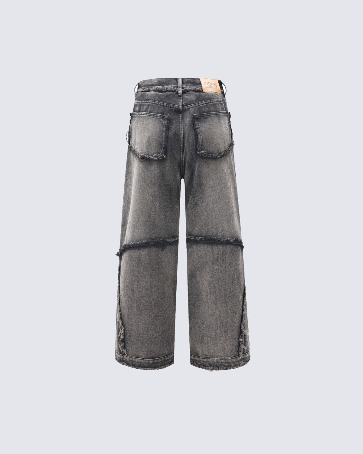 Deconstructed Frayed Edge Wide-Leg Jeans
