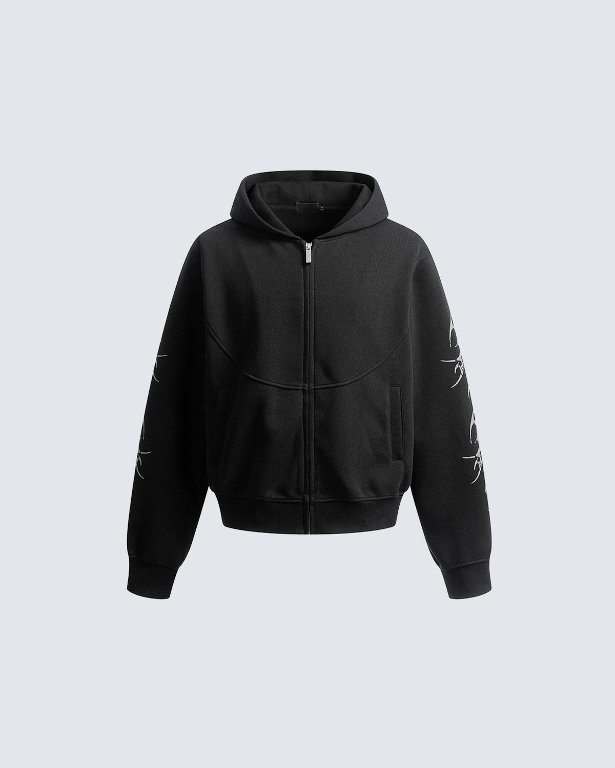 Embroidered Graphic Zip-Up Hoodie