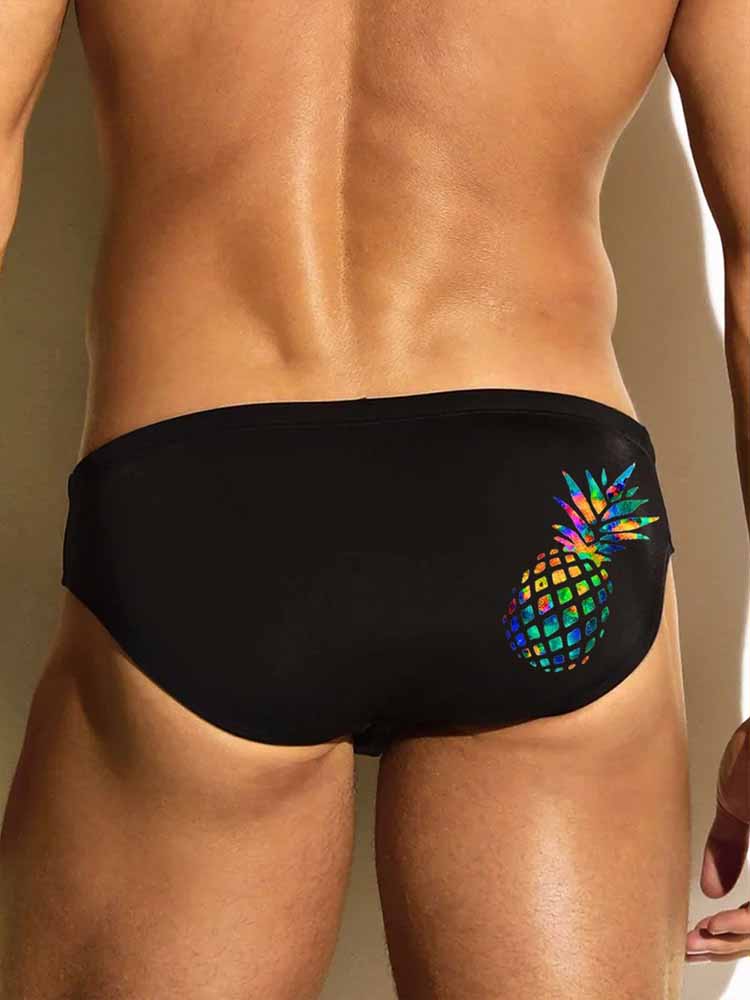 Men's Rainbow Pineapple Print Low Rise Briefs