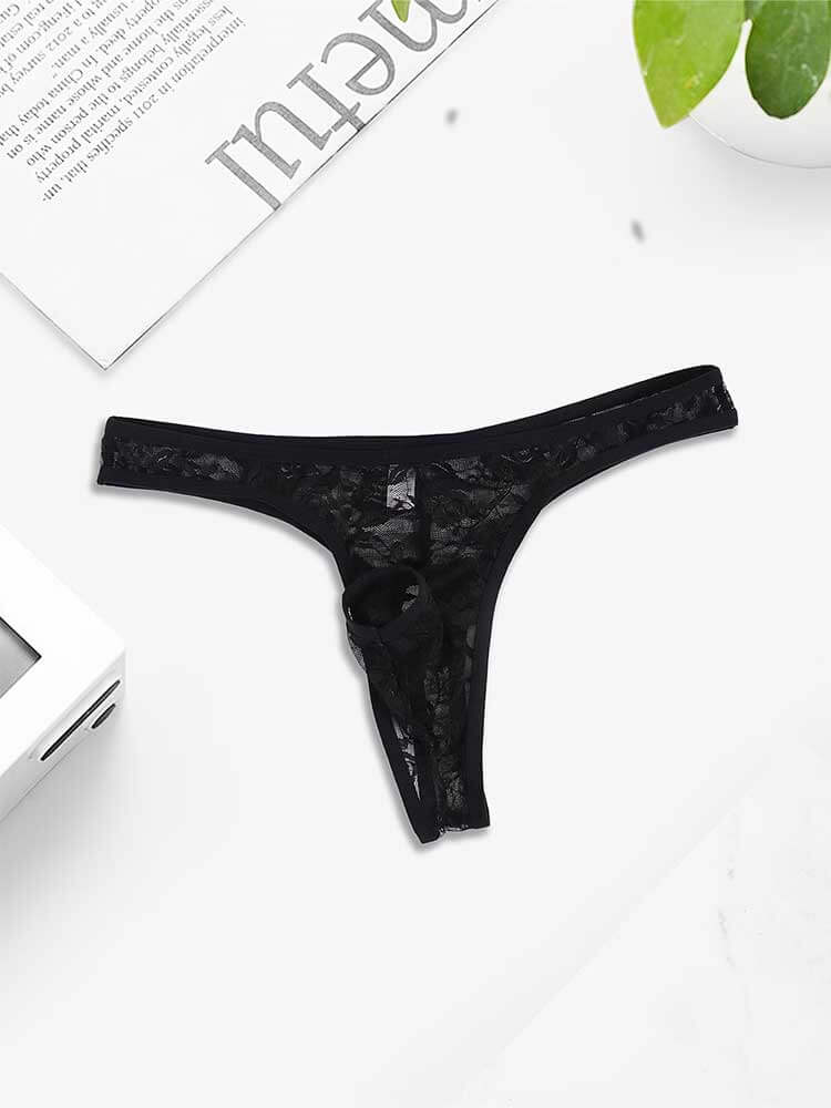Men's Sexy Mesh See-Through Front Cutout Thong