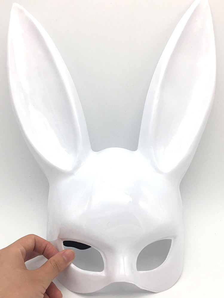Bunny Rabbit Ears PVC Face Mask - White