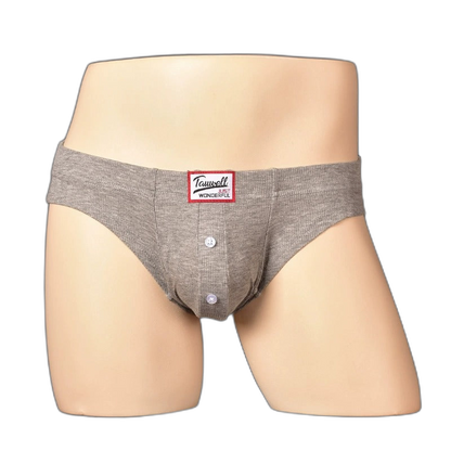2 Pack Men's Ribbed Briefs with Decorative Button and Contour U-Pouch