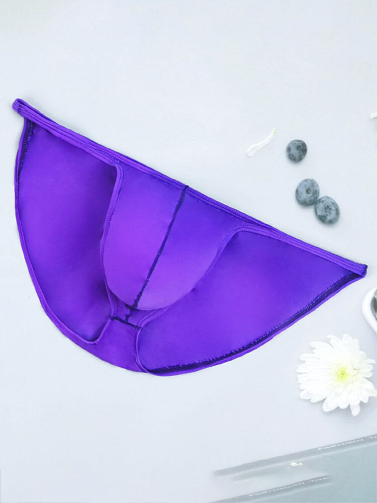 Men's Sexy Purple High-Cut Thin-Strap Briefs