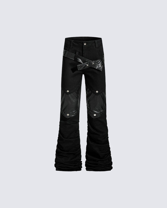 Retro Panel Stacked Cotton Pants