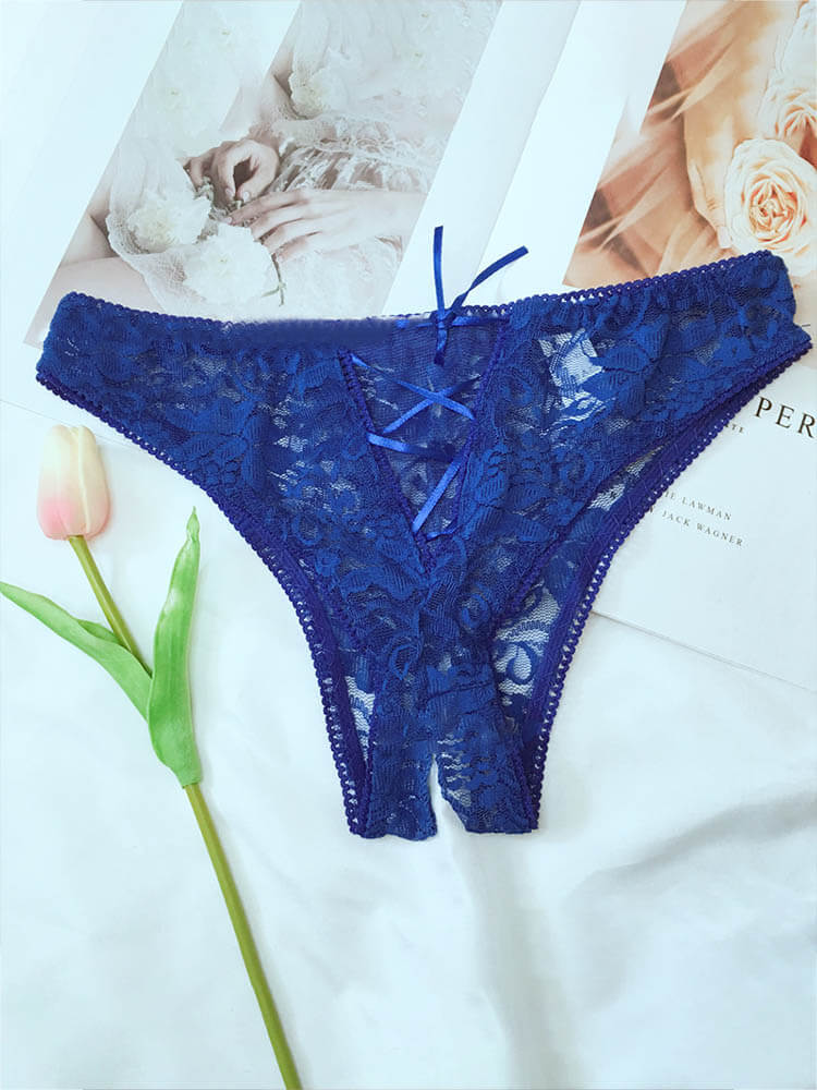 Sexy Lace See-Through Open-Crotch Briefs
