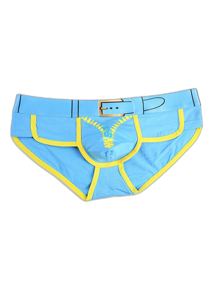 Zipper Belt Printed Cotton Pouch Briefs