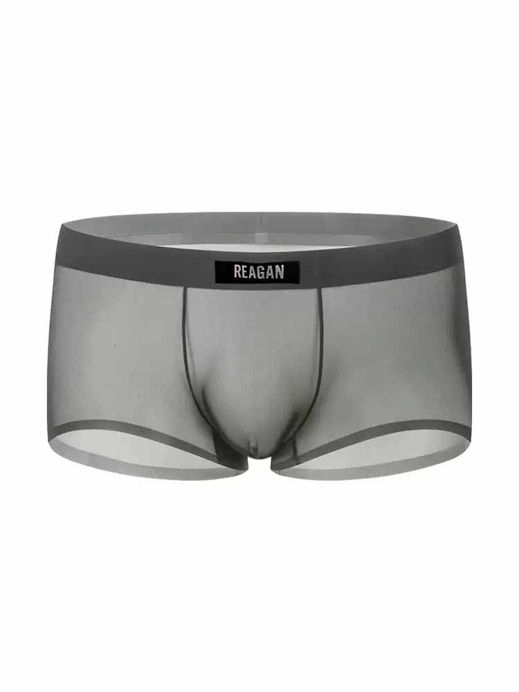Men's Sexy See-Through Solid Color Boxer Briefs
