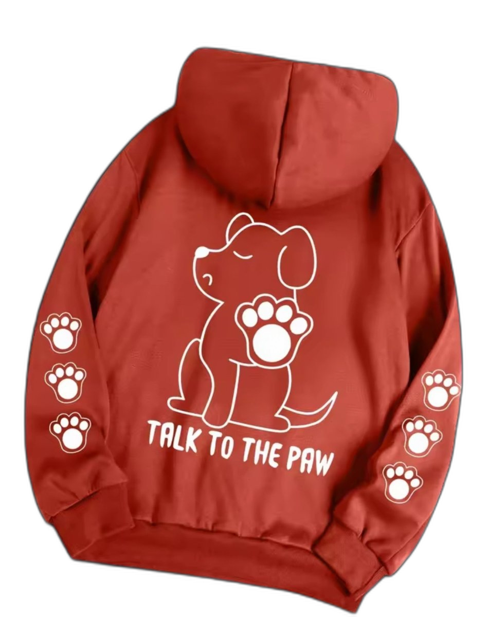 Talk To The Paw Hoodie Brick Red