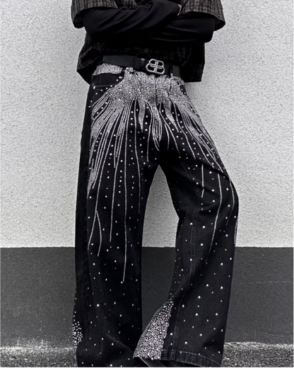 American Retro Street Style Shiny And Versatile Trousers