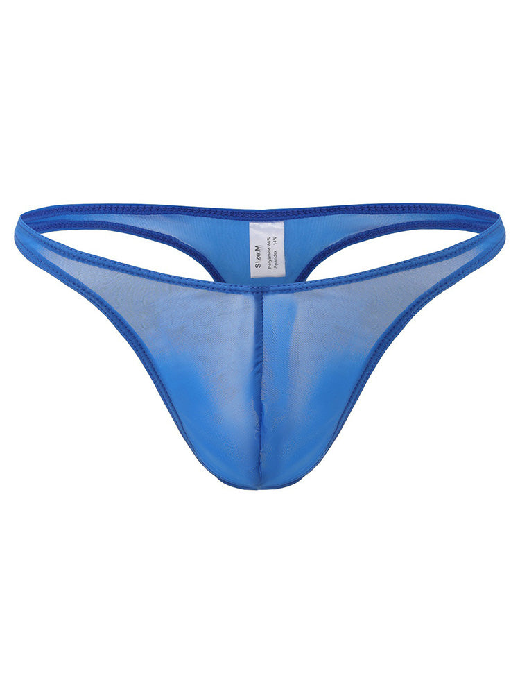 Men's Low-Rise Solid Color Ice Silk Thong
