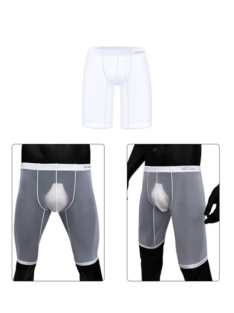 Men's Ice Silk See-Through Sports Fitness Shorts
