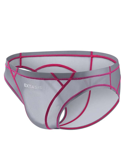 Men's Sexy Tight See-Through Patchwork Briefs