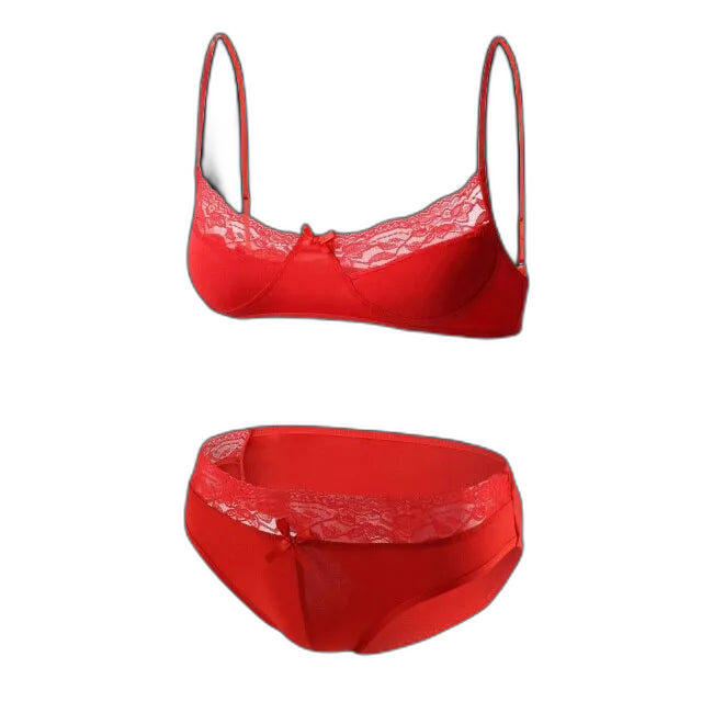 Mens Lace Lingerie Panties & Bra Set