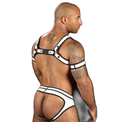 Mr S Leather Neoprene Bulldog Harness | White