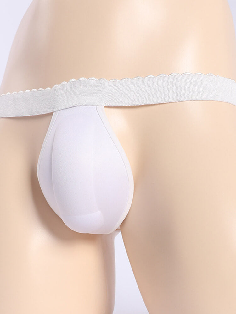 Men's Sexy Low-Rise 3D Sponge Cup Revealing Thong