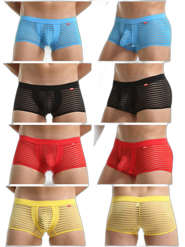 Men’s Sexy Striped Hollow Jockstrap With Separate Pouch