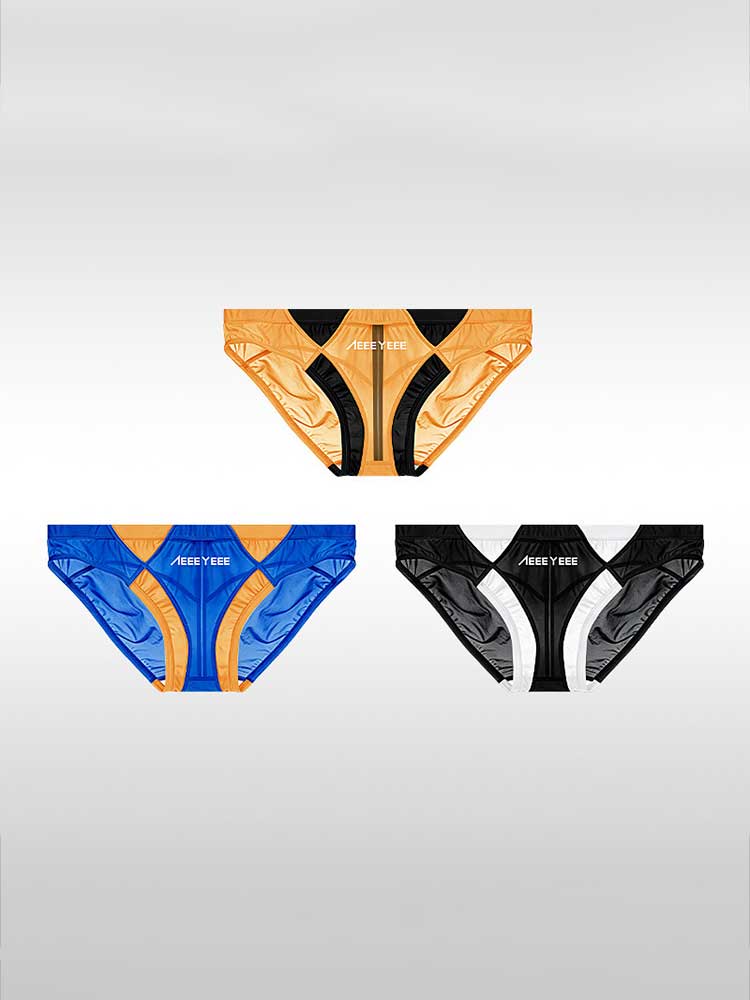 Men's Sexy Sheer Colorblock Stretch Thin Briefs