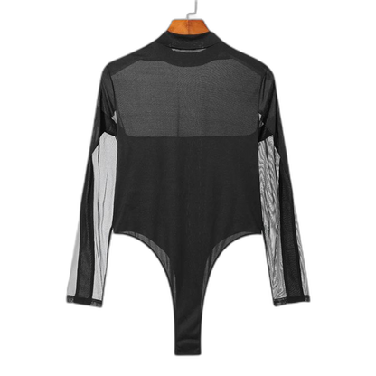 Turtleneck Long Sleeve Mesh Bodysuit