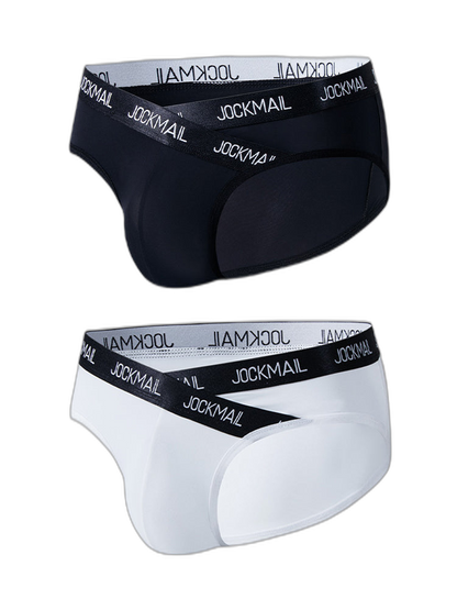 2 Pack Men's Sporty Letter Print Supportive Low-Rise Ice Silk Skin-Friendly Bikini