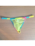 Men's Sexy Sheer Rainbow Trim Seamless Thong