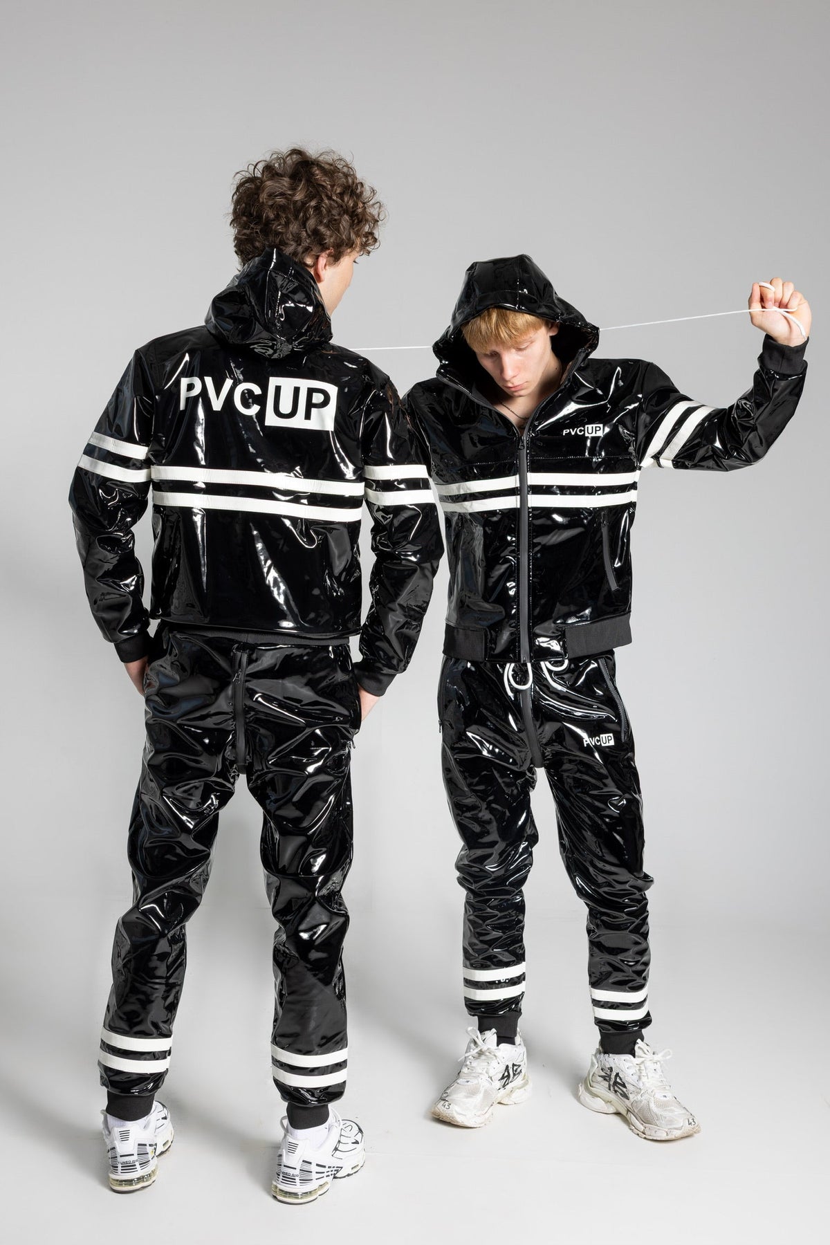 HOOK UP - black/white - PANTS - PVC PLUS