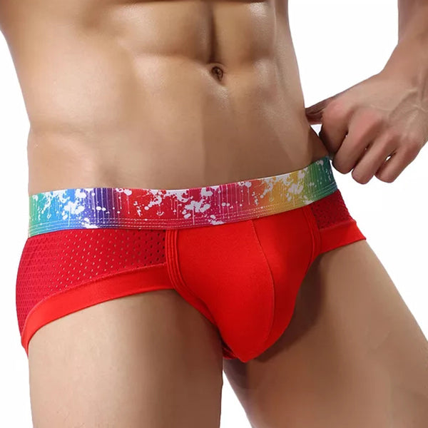 4 Pack Breathable Modal Colored Belt Briefs-rainbow pride underwear