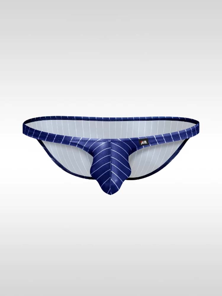 Men's Sexy Pinstriped Thin Bodysuit and Briefs