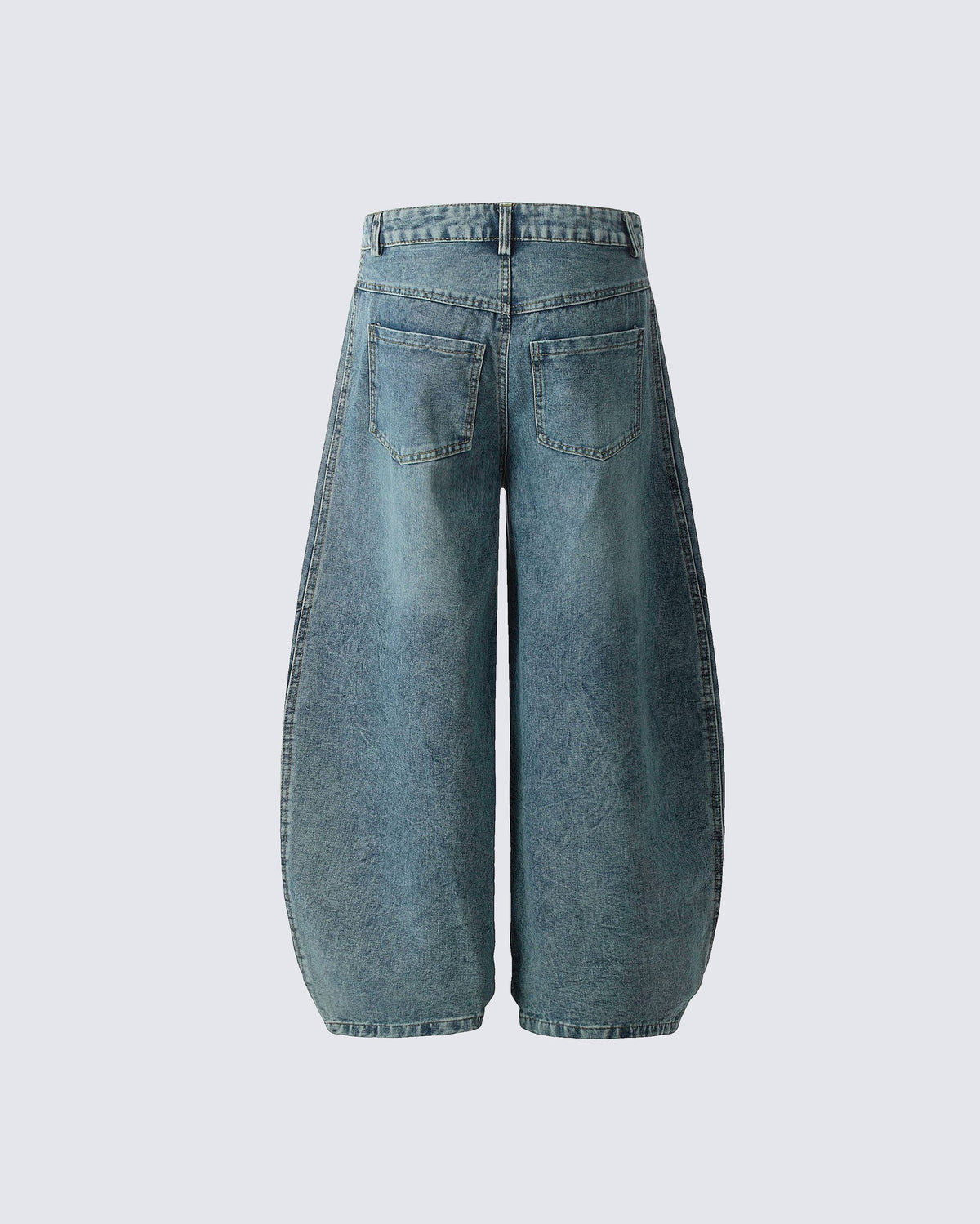 Contrast Striped Wide-Leg Denim Pants