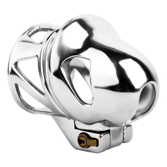 No Ball Ring Chastity Cage – Stainless Steel Lock, 9 Size Glans Fit, Discreet Wear