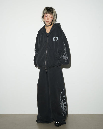 Graphic Wide-Leg Street Pants