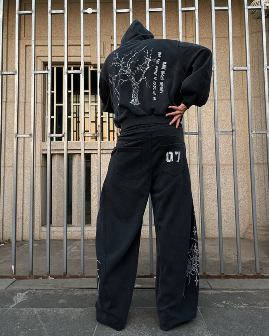 Graphic Wide-Leg Street Pants