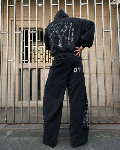 Graphic Wide-Leg Street Pants
