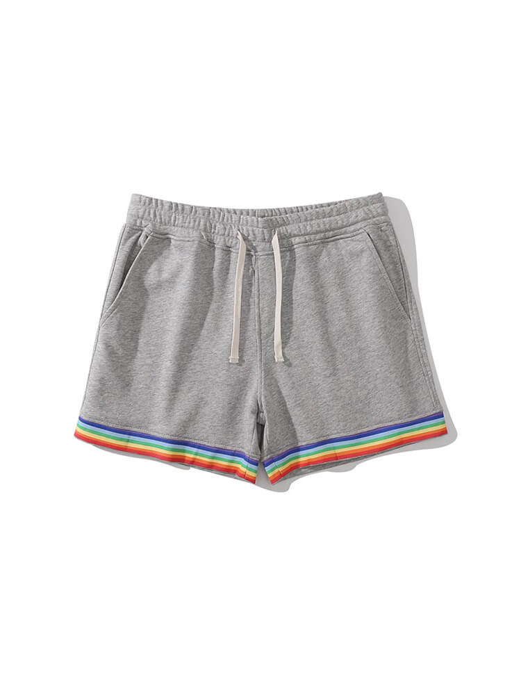 Men's Casual Solid Color Rainbow Hem Cotton Shorts