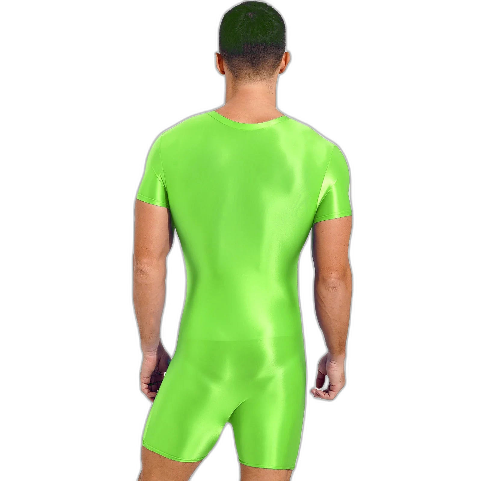 Neon Bold Glossy Zipper Men's Bodysuit