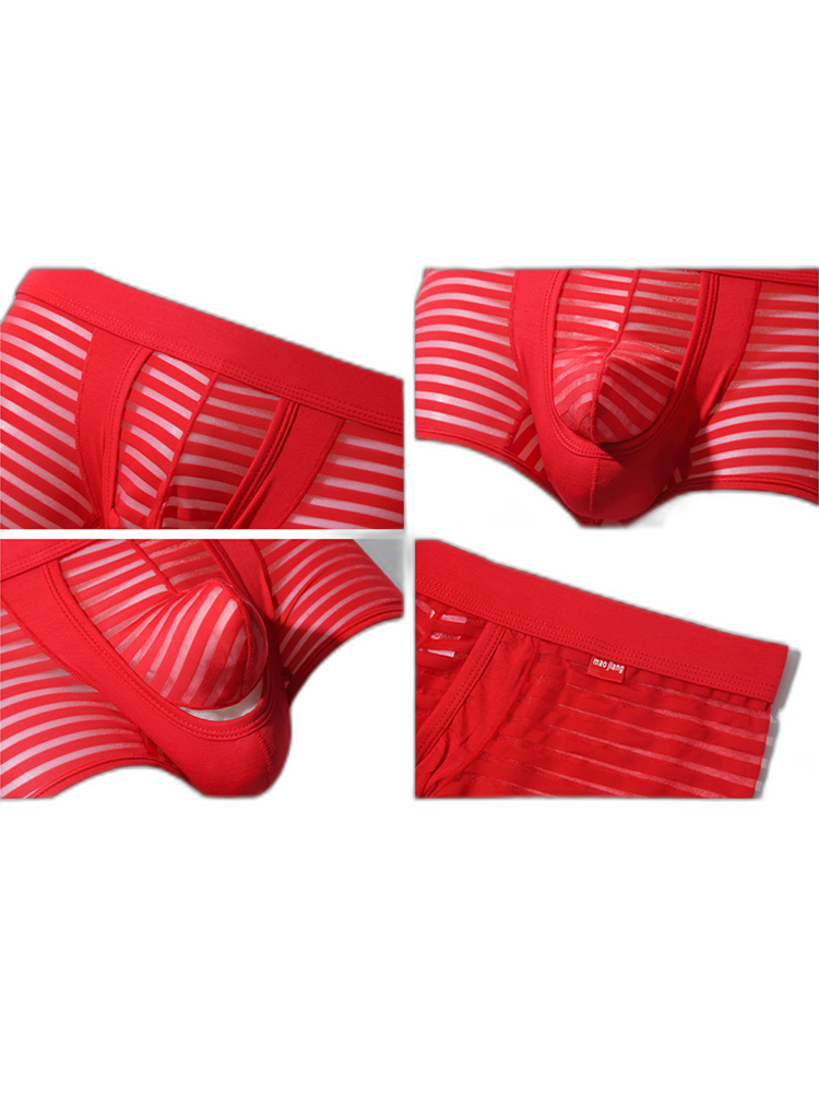 Men’s Sexy Striped Hollow Jockstrap With Separate Pouch