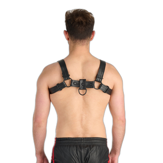 Prowler RED Leather Bull Harness With Metal Fittings Black