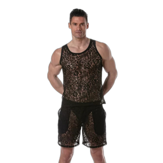 TOF Paris Lace Tank Top Black