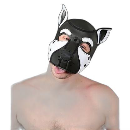 Mr S Leather NEOPRENE FRISKY Puppy Hood | Black & White