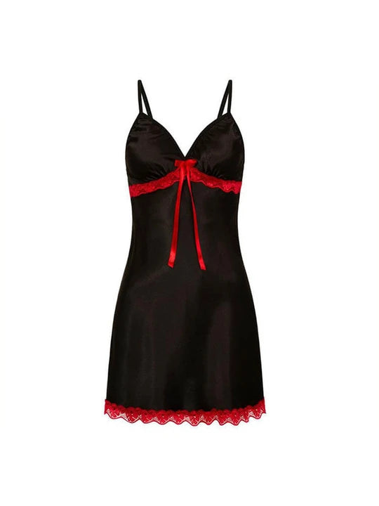 Sexy V-Neck Bow Lace Halter-Neck Nightdress