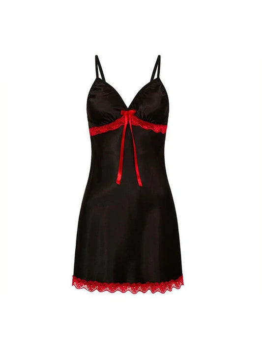 Sexy V-Neck Bow Lace Halter-Neck Nightdress