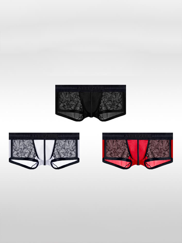 Men's Ice Silk Lace Sexy Sheer Ultra-Thin Trunks