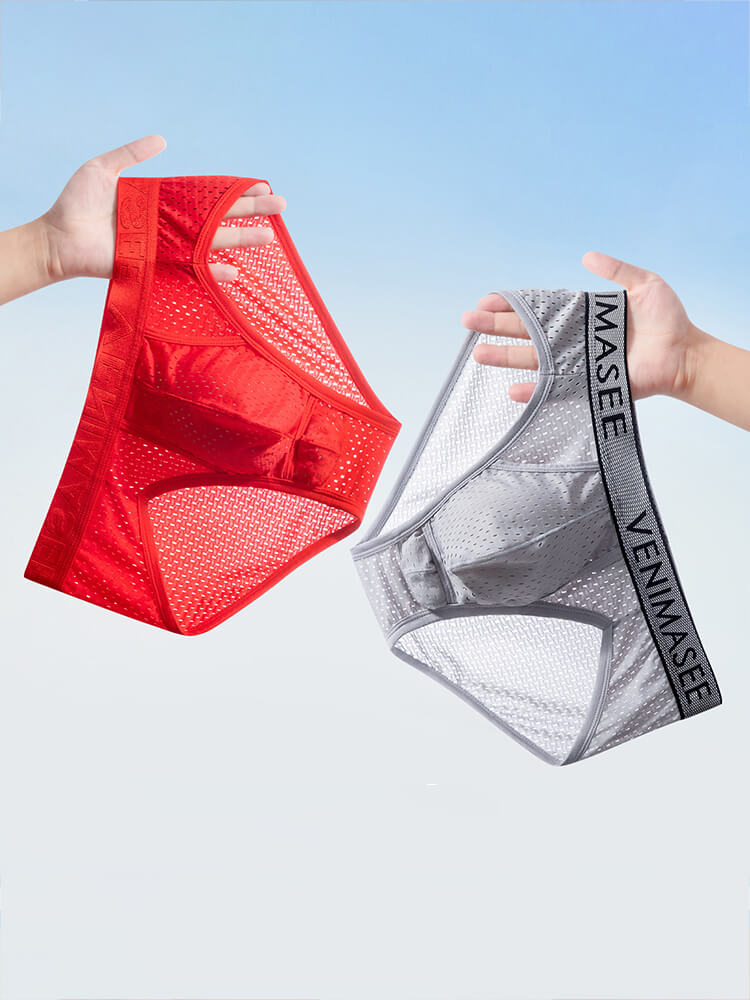 Men's Separated-Pouch Ice Silk Mesh Breathable Briefs