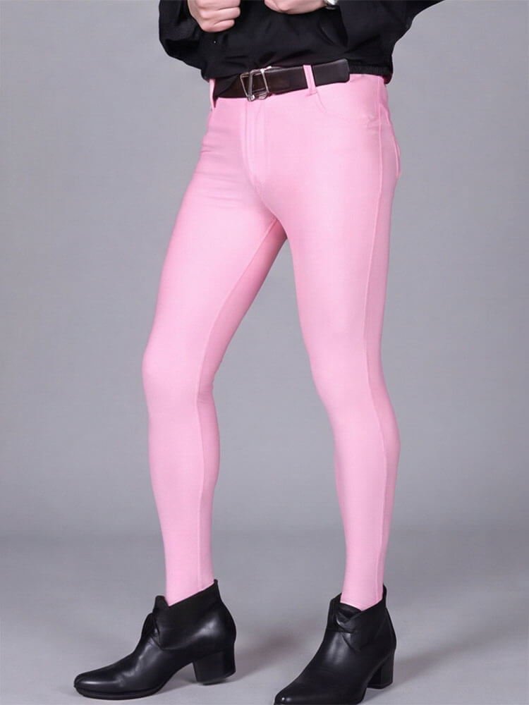 Men's Solid Color Slim Fit Stretch Skinny Pants