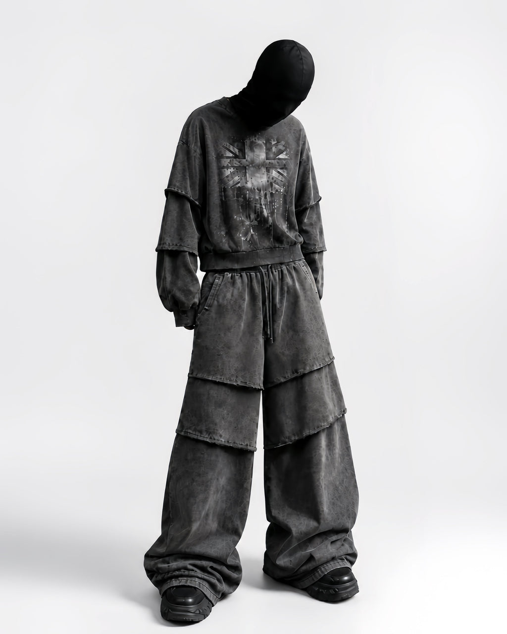 KIIKIO Layered Washed Wide-Leg Sweatpants