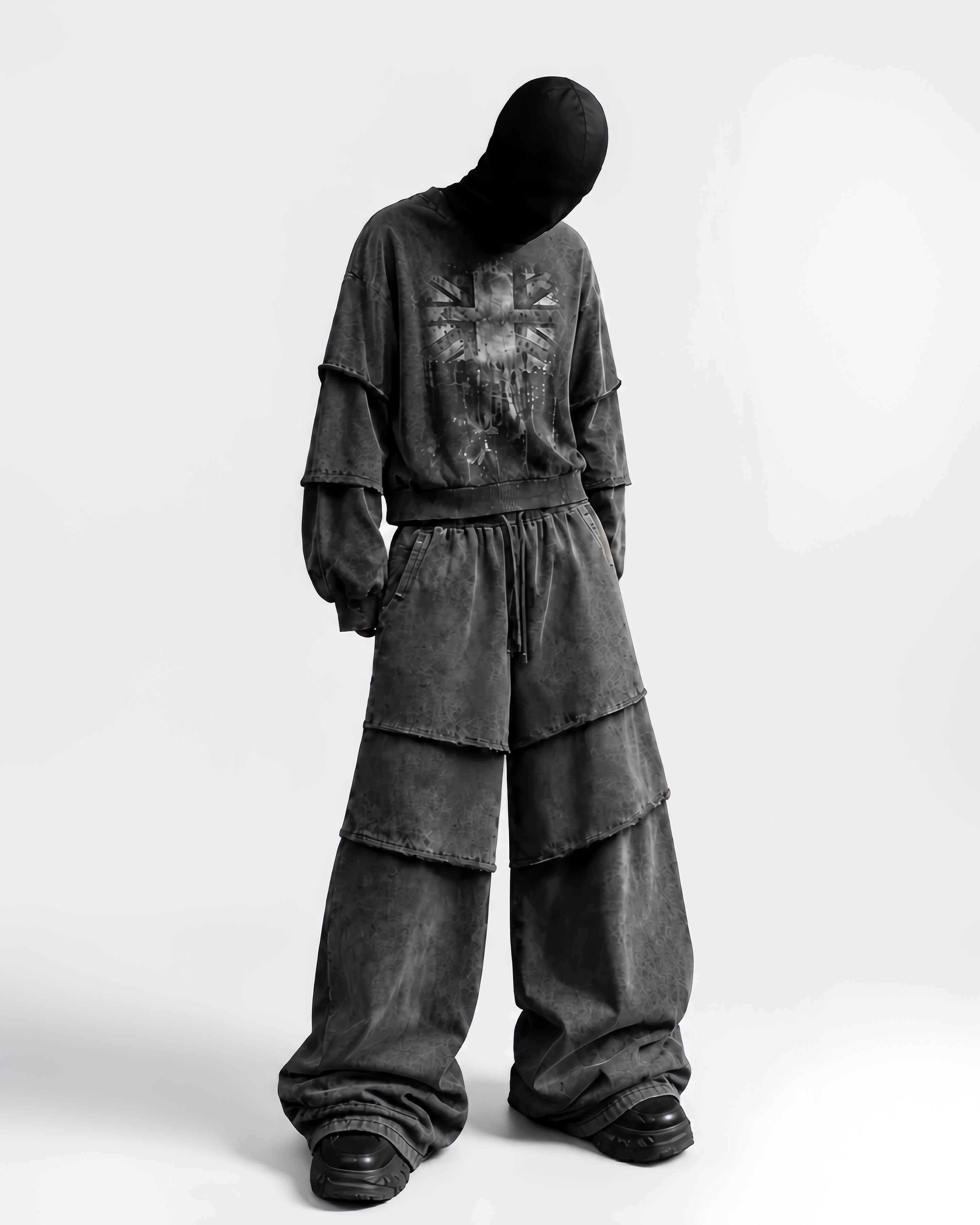 KIIKIO Layered Washed Wide-Leg Sweatpants
