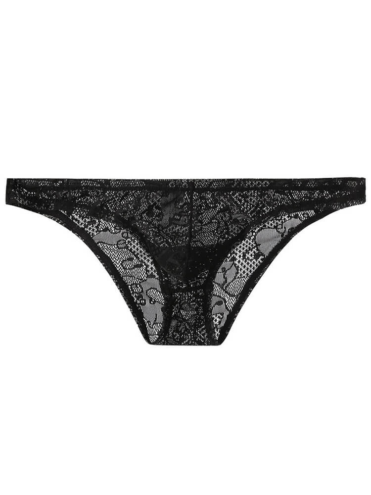 Men's Sexy Breathable Pouch Low-Rise Lace Briefs