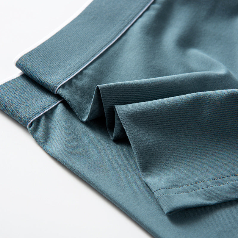 4Pcs Men's Cotton Solid Mid-rise Trunks