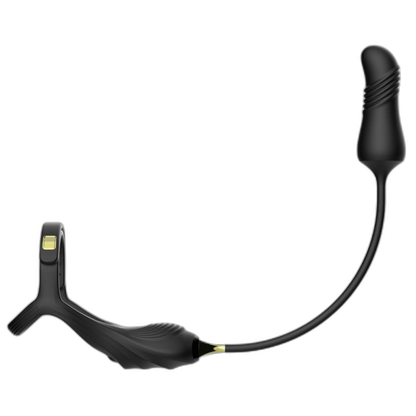 Command 3 in 1 Vibrating Cock and Ball Sling with Thrusting Butt Plug