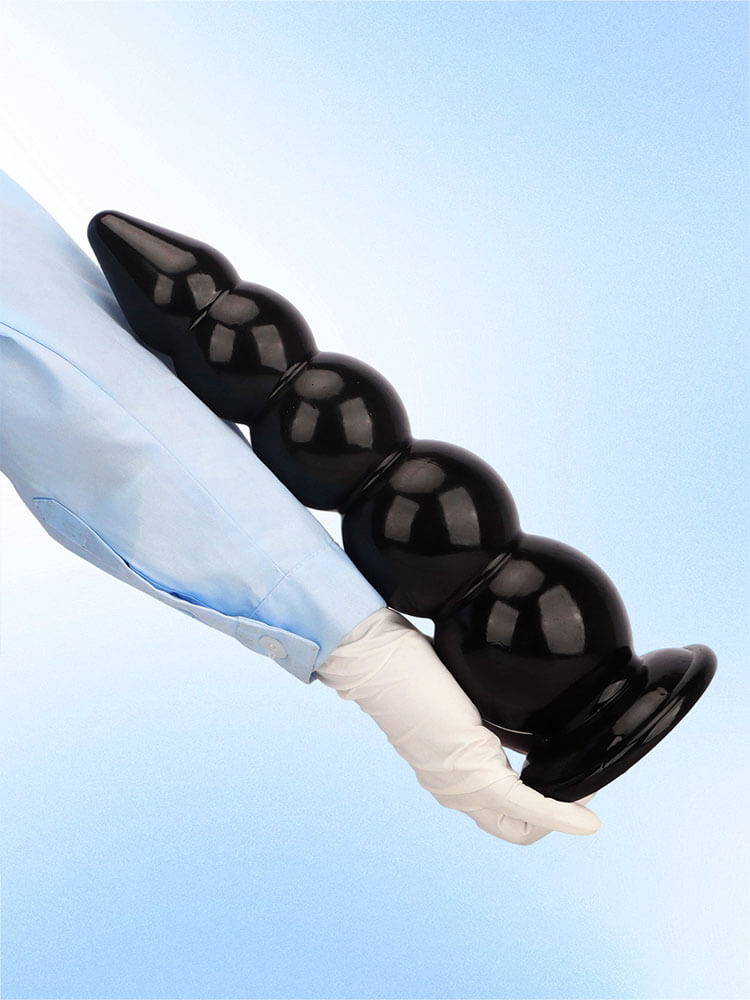 Huge Pointed Tip Black PVC Suction Cup Anal Plug