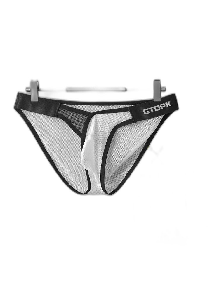 2 Pack Men's U-Pouch Sheer Mesh Briefs